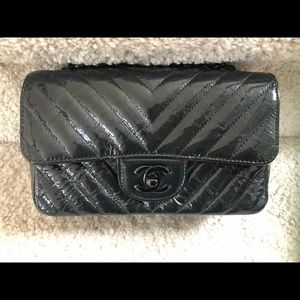 Sold Chanel chevron  so black mini rectangular